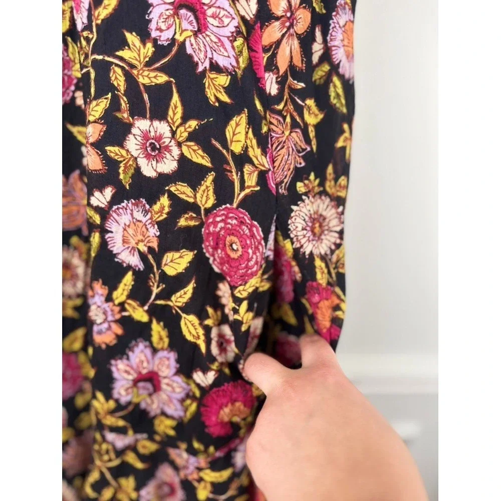 Free People Oh Baby Dress‎ Babydoll  XS Floral Boho Mini Smocked Cottagecore